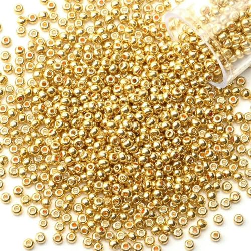 12 Gramm/Tube 2 mm Metallic-Rocailles-Perlen, japanische runde Glas-Rocailles-Perlen für DIY-Handarbeiten, Kleiderschmuck, Nähen, 1200 Stück-PZ1205-2 mm 1200 Stück-Flasc von BSGUZ