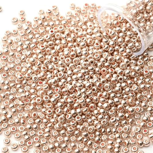 12 Gramm/Tube 2 mm Metallic-Rocailles-Perlen, japanische runde Glas-Rocailles-Perlen für DIY-Handarbeiten, Kleiderschmuck, Nähen, 1200 Stück-PZ1212-2 mm 1200 Stück-Flasc von BSGUZ