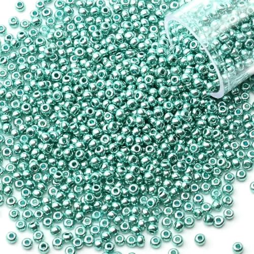 12 Gramm/Tube 2 mm Metallic-Rocailles-Perlen, japanische runde Glas-Rocailles-Perlen für DIY-Handarbeiten, Kleiderschmuck, Nähen, 1200 Stück-PZ1216-2 mm 1200 Stück-Flasc von BSGUZ