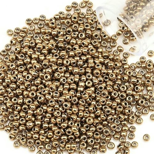 12 Gramm/Tube 2 mm Metallic-Rocailles-Perlen, japanische runde Glas-Rocailles-Perlen für DIY-Handarbeiten, Kleiderschmuck, Nähen, 1200 Stück-PZ1218-2 mm 1200 Stück-Flasc von BSGUZ
