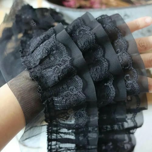 12 cm breiter, schwarzer, dreilagiger 3D-Plissee-Chiffon-Stoff mit bestickter Rüschenborte, DIY-Kleid, Bekleidungskragen, Nähdekor, Schwarz, M, 10 Stück, M 12 cm breiter, schwarzer, dreilagiger 3D-Plissee-Chiffon-Stoff mit bestickter Rüschenborte, DIY-Kleid, Bekleidungskragen, Nähdekor, Schwarz, M, 10 Stück, M von BSGUZ