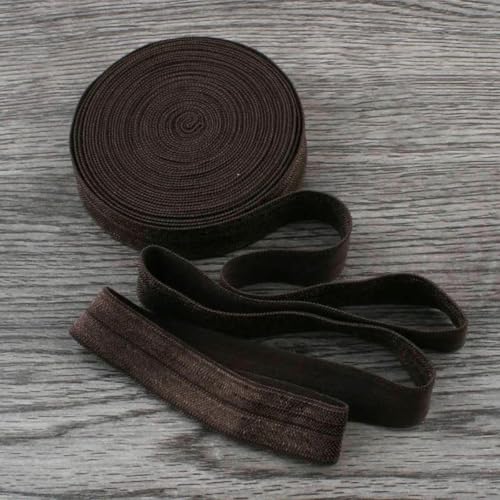 120 Yards/Los 5/8" (15 mm) 20 Farben Glänzendes, festes, umklappbares elastisches Band für elastische Stirnbänder, Haargummis, Haarschleifen, Kaffeebraun, 1,5 cm breit von BSGUZ