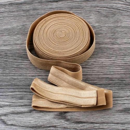 120 Yards/Los 5/8" (15 mm) 20 Farben Glänzendes, festes, umklappbares elastisches Band für elastische Stirnbänder, Haargummis, Haarschleifen, Khaki, 1,5 cm breit von BSGUZ