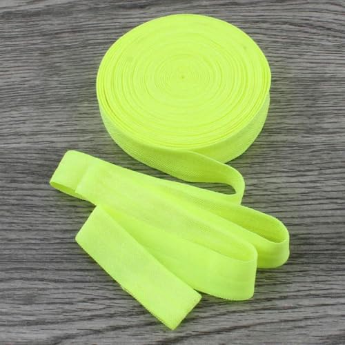 120 Yards/Los 5/8" (15 mm) 20 Farben Glänzendes, festes, umklappbares elastisches Band für elastische Stirnbänder, Haargummis, Haarschleifen, Limettengrün, 1,5 cm breit von BSGUZ