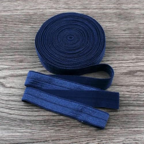 120 Yards/Los 5/8" (15 mm) 20 Farben Glänzendes, festes, umklappbares elastisches Band für elastische Stirnbänder, Haargummis, Haarschleifen, Marineblau, 1,5 cm breit von BSGUZ