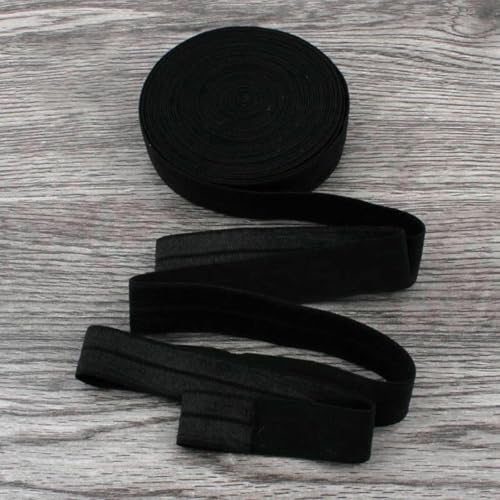 120 Yards/Los 5/8" (15 mm) 20 Farben Glänzendes, festes, umklappbares elastisches Band für elastische Stirnbänder, Haargummis, Haarschleifen, Schwarz, 1,5 cm breit von BSGUZ