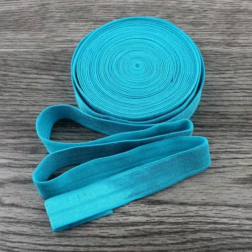 120 Yards/Los 5/8" (15 mm) 20 Farben Glänzendes, festes, umklappbares elastisches Band für elastische Stirnbänder, Haargummis, Haarschleifen, blau, 1,5 cm breit von BSGUZ