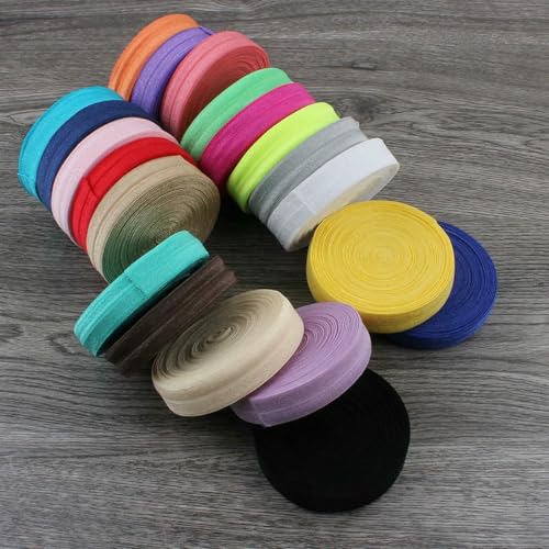 120 Yards/Los 5/8" (15 mm) 20 Farben Glänzendes, festes, umklappbares elastisches Band für elastische Stirnbänder, Haargummis, Haarschleifen, gemischte Farben, 1,5 cm breit von BSGUZ