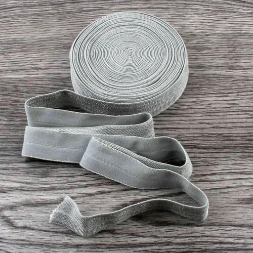 120 Yards/Los 5/8" (15 mm) 20 Farben Glänzendes, festes, umklappbares elastisches Band für elastische Stirnbänder, Haargummis, Haarschleifen, grau, 1,5 cm breit von BSGUZ