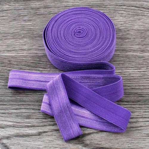 120 Yards/Los 5/8" (15 mm) 20 Farben Glänzendes, festes, umklappbares elastisches Band für elastische Stirnbänder, Haargummis, Haarschleifen, lila, 1,5 cm breit von BSGUZ