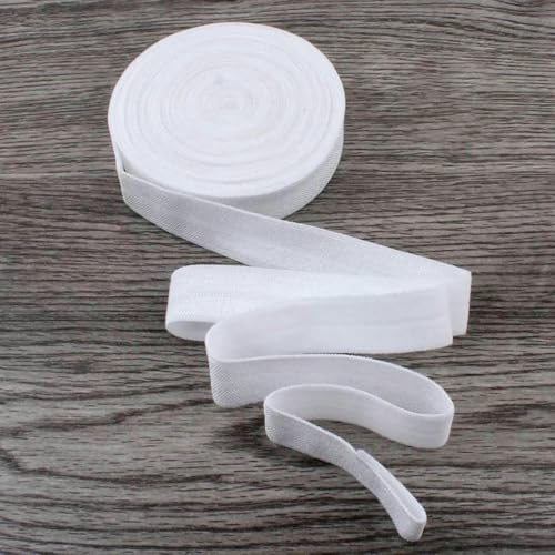 120 Yards/Los 5/8" (15 mm) 20 Farben Glänzendes, festes, umklappbares elastisches Band für elastische Stirnbänder, Haargummis, Haarschleifen, weiß, 1,5 cm breit von BSGUZ