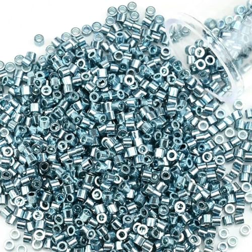 1200 Stück/Los einheitliche 2 mm metallische Rocailles-Perlen, gold-silberfarben, Glas-Rocailles-Perlen, Charms, DIY-Bastelzubehör für Schmuckherstellung, PZ715, 2 mm, 1200 Stück, Flasche von BSGUZ