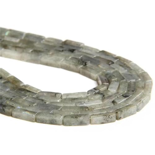 13 x 4,0 mm Naturstein-Röhrenperlen, Achate, Tigerauge, Imperial Spacer-Perlen, glatte, flache, rechteckige Röhrenperlen zur Schmuckherstellung, DIY-11.Labradorit, 4 x 13,0 mm, ca. 14 von BSGUZ