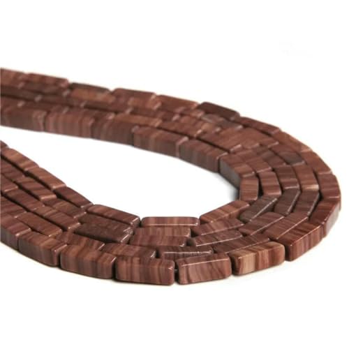 13 x 4,0 mm Naturstein-Röhrenperlen, Achate, Tigerauge, Imperial Spacer-Perlen, glatte, flache, rechteckige Röhrenperlen zur Schmuckherstellung, DIY-12. Holzmaserung, Stein, 4 x 13,0 von BSGUZ