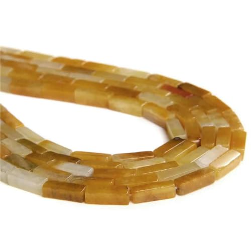 13 x 4,0 mm Naturstein-Röhrenperlen, Achate, Tigerauge, Imperial Spacer-Perlen, glatte, flache, rechteckige Röhrenperlen zur Schmuckherstellung, DIY-14.Aventurin, 4 x 13,0 mm, ca. 14 von BSGUZ