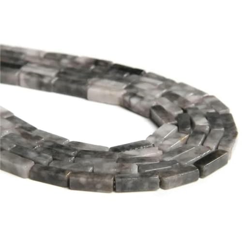 13 x 4,0 mm Naturstein-Röhrenperlen, Achate, Tigerauge, Imperial Spacer-Perlen, glatte, flache, rechteckige Röhrenperlen zur Schmuckherstellung, DIY-35.Hawkeye-4 x 13,0 mm, ca. 14 Stü von BSGUZ