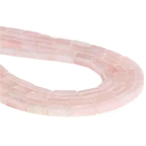 13 x 4,0 mm Naturstein-Röhrenperlen, Achate, Tigerauge, Imperial Spacer-Perlen, glatte, flache, rechteckige Röhrenperlen zur Schmuckherstellung, DIY-38. Rosenquarze, 4 x 13,0 mm, ca. von BSGUZ
