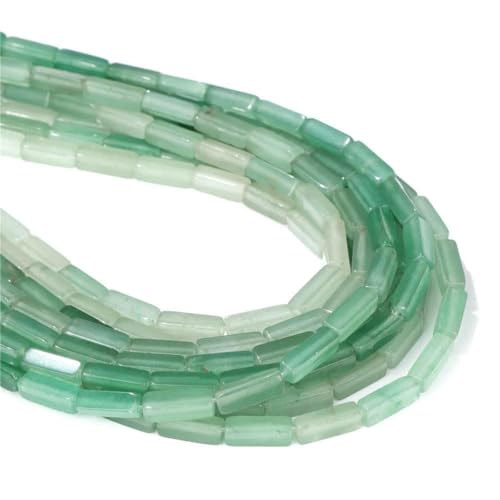 13 x 4,0 mm Naturstein-Röhrenperlen, Achate, Tigerauge, Imperial Spacer-Perlen, glatte, flache, rechteckige Röhrenperlen zur Schmuckherstellung, DIY-6.Aventurin, 4 x 13,0 mm, ca. 28 S von BSGUZ