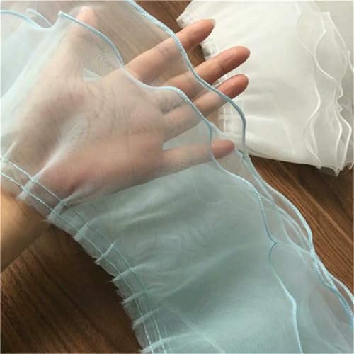 14 cm breite, doppellagige, luxuriöse, plissierte Organza-Stoff-Rüschenbesatz, 3D-Spitzenfransenband, Hochzeitskleidkragen, DIY-Nähzubehör, blaue Doppellagen 14 cm breite, doppellagige, luxuriöse, plissierte Organza-Stoff-Rüschenbesatz, 3D-Spitzenfransenband, Hochzeitskleidkragen, DIY-Nähzubehör, blaue Doppellagen von BSGUZ