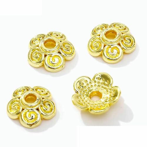 14K/18K Vergoldete Messing Hohlblüten Blütenblatt Endperlen Kappen, Charms Perlenkappen für Schmuckherstellung Zubehör Großhandel-18k vergoldet-20 Stück von BSGUZ
