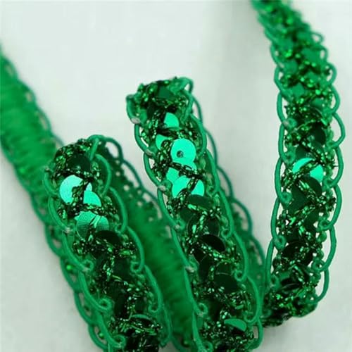15 Yards 1 cm Gold/Silber Pailletten Spitze Wohnkultur Ethnische Tanzkostüme DIY Hochzeit Handarbeit Kunsthandwerk Heara Halsbekleidung Zubehör-Grün-15Y von BSGUZ
