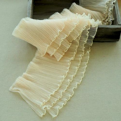 15 cm breit, dreilagig, plissierter Chiffon-Spitzenrüschenbesatz, Handarbeitsband, Kleider, flauschige Röcke, DIY-Nähzubehör, nackte Aprikose 15 cm breit, dreilagig, plissierter Chiffon-Spitzenrüschenbesatz, Handarbeitsband, Kleider, flauschige Röcke, DIY-Nähzubehör, nackte Aprikose von BSGUZ