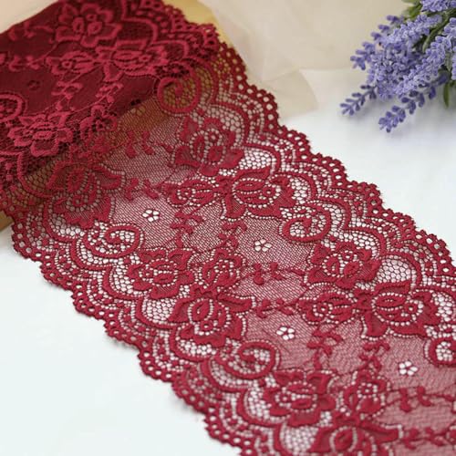 15 cm elastisches, ausgehöhltes, floral besticktes Spitzenband, DIY-Bekleidung, Nähstoff, Heimtextilien, Dekoration, weißes und schwarzes Spitzenband, Burgunderrot, 15 cm 15 cm elastisches, ausgehöhltes, floral besticktes Spitzenband, DIY-Bekleidung, Nähstoff, Heimtextilien, Dekoration, weißes und schwarzes Spitzenband, Burgunderrot, 15 cm von BSGUZ