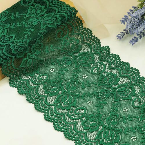15 cm elastisches, ausgehöhltes, floral besticktes Spitzenband, DIY-Bekleidung, Nähstoff, Heimtextilien, Dekoration, weißes und schwarzes Spitzenband, Dunkelgrün, 15 cm 15 cm elastisches, ausgehöhltes, floral besticktes Spitzenband, DIY-Bekleidung, Nähstoff, Heimtextilien, Dekoration, weißes und schwarzes Spitzenband, Dunkelgrün, 15 cm von BSGUZ