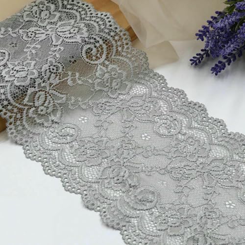 15 cm elastisches, ausgehöhltes, floral besticktes Spitzenband, DIY-Bekleidung, Nähstoff, Heimtextilien, Dekoration, weißes und schwarzes Spitzenband, Hellgrau, 15 cm 15 cm elastisches, ausgehöhltes, floral besticktes Spitzenband, DIY-Bekleidung, Nähstoff, Heimtextilien, Dekoration, weißes und schwarzes Spitzenband, Hellgrau, 15 cm von BSGUZ