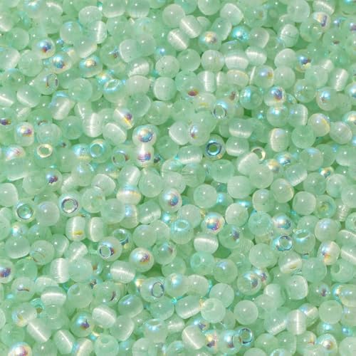 150 Katzenaugen-Glasperlen 4,0 mm (blau, rosa, gelb, grün) für die DIY-Schmuckherstellung, Halskettenbasteln, Perlen-Emb-03LGN-4,0 mm von BSGUZ
