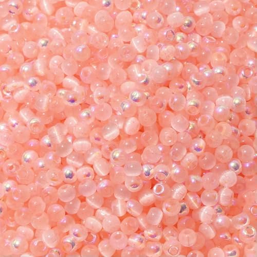 150 Katzenaugen-Glasperlen 4,0 mm (blau, rosa, gelb, grün) für die DIY-Schmuckherstellung, Halskettenbasteln, Perlen-Emb-03PH-4,0 mm von BSGUZ