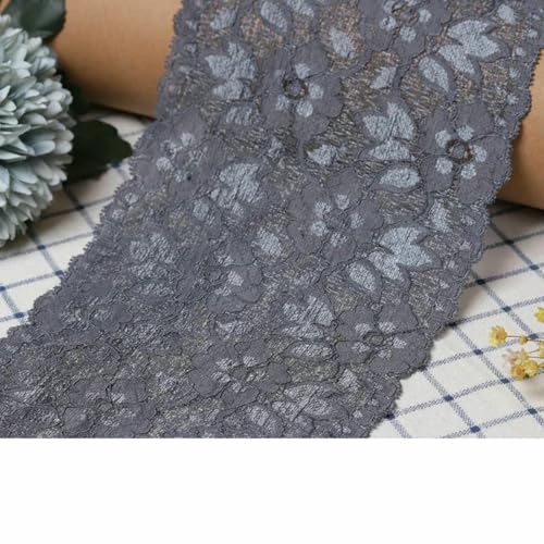 16 cm Hohlblumenstickerei Spitzenband DIY Hochzeit Damenkleid Heimtextilien Vorhang Dekoration Schwarzes elastisches Spitzenband-Dunkelgrau-1 Meter Länge 16 cm Hohlblumenstickerei Spitzenband DIY Hochzeit Damenkleid Heimtextilien Vorhang Dekoration Schwarzes elastisches Spitzenband-Dunkelgrau-1 Meter Länge von BSGUZ