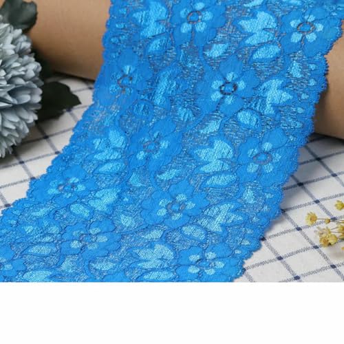 16 cm Hohlblumenstickerei Spitzenband DIY Hochzeit Damenkleid Heimtextilien Vorhang Dekoration Schwarzes elastisches Spitzenband-KÖNIGSBLAU-1 Meter Länge von BSGUZ