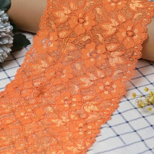 16 cm hohles Blumenstickerei-Spitzenband, DIY, Hochzeit, Damenkleid, Heimtextilien, Vorhangdekoration, schwarzes elastisches Spitzenband, Orange, 1 Meter Länge 16 cm hohles Blumenstickerei-Spitzenband, DIY, Hochzeit, Damenkleid, Heimtextilien, Vorhangdekoration, schwarzes elastisches Spitzenband, Orange, 1 Meter Länge von BSGUZ