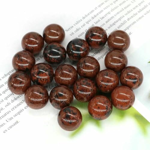 16 mm Mini-Kristallkugel, Naturstein, Kugel, Heimdekoration, Taschen-Edelstein, Reiki-Heilquarz, Amethyst, runde Perle, Mineralprobe, Roter Obsidian, 50 Stück von BSGUZ