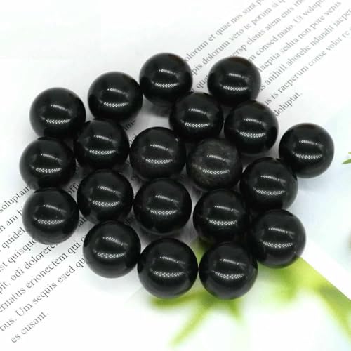 16 mm Mini-Kristallkugel, Naturstein, Kugel, Heimdekoration, Taschen-Edelstein, Reiki-Heilquarz, Amethyst, runde Perle, Mineralprobe, Schwarzer Obsidian, 50 Stück von BSGUZ