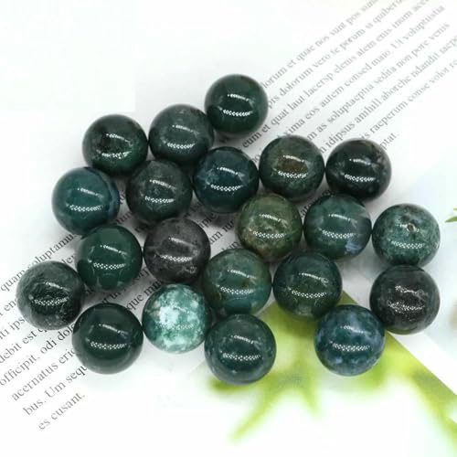 16 mm Mini-Kristallkugel, Naturstein, Kugel, Heimdekoration, Taschen-Edelstein, Reiki-Heilung, Quarz, Amethyst, runde Perle, Mineralprobe, Moosachat, 50 Stück von BSGUZ