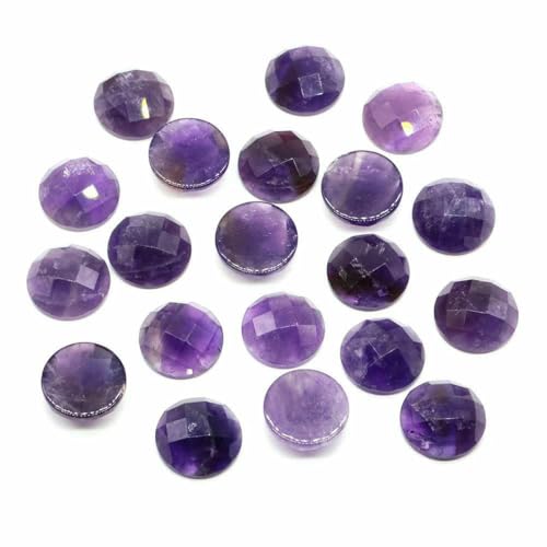 16 mm facettierte runde Cabochon-Perlen mit flacher Rückseite, Natursteine, Kristall-Kamee-Abstandshalter für die Schmuckherstellung, DIY-Halsketten, Anhänger, Ringe, Amethyst, 10 Stück 16 mm facettierte runde Cabochon-Perlen mit flacher Rückseite, Natursteine, Kristall-Kamee-Abstandshalter für die Schmuckherstellung, DIY-Halsketten, Anhänger, Ringe, Amethyst, 10 Stück von BSGUZ