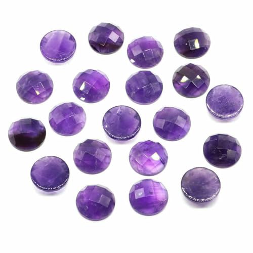 16 mm facettierte runde Cabochon-Perlen mit flacher Rückseite, Natursteine, Kristall-Kamee-Abstandshalter für die Schmuckherstellung, DIY-Halsketten, Anhänger, Ringe, Amethyst A, 10 Stück von BSGUZ