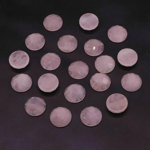 16 mm facettierte runde Cabochon-Perlen mit flacher Rückseite, Natursteine, Kristall-Kamee-Abstandshalter für die Schmuckherstellung, DIY-Halsketten, Anhänger, Ringe, Rosenquarz, 10 Stück von BSGUZ