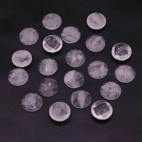 16 mm facettierte runde Cabochon-Perlen mit flacher Rückseite, Natursteine, Kristall-Kamee-Abstandshalter für die Schmuckherstellung, DIY-Halsketten, Anhänger, Ringe – Bergkristall A – 10 Stück von BSGUZ