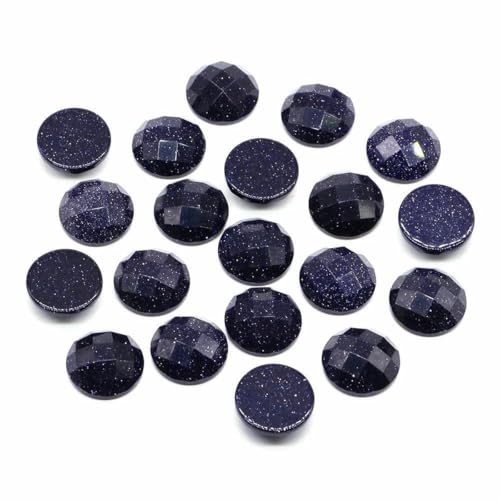 16 mm facettierte runde Cabochon-Perlen mit flacher Rückseite, Natursteine, Kristall-Kamee-Abstandshalter für die Schmuckherstellung, DIY-Halsketten, Anhänger, Ringe – Blauer Goldfluss – 10 Stück von BSGUZ