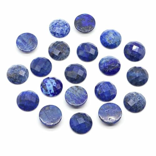 16 mm facettierte runde Cabochon-Perlen mit flacher Rückseite, Natursteine, Kristall-Kamee-Abstandshalter für die Schmuckherstellung, DIY-Halsketten, Anhänger, Ringe – Lapislazuli – 10 Stück von BSGUZ