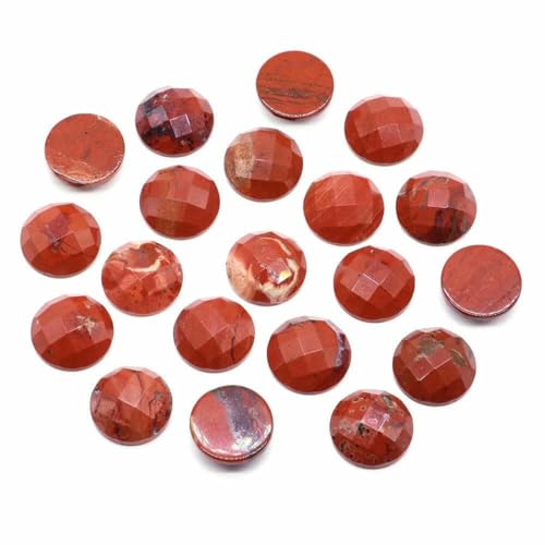 16 mm facettierte runde Cabochon-Perlen mit flacher Rückseite, Natursteine, Kristall-Kamee-Abstandshalter für die Schmuckherstellung, DIY-Halsketten, Anhänger, Ringe – Roter Jaspis – 10 Stück von BSGUZ