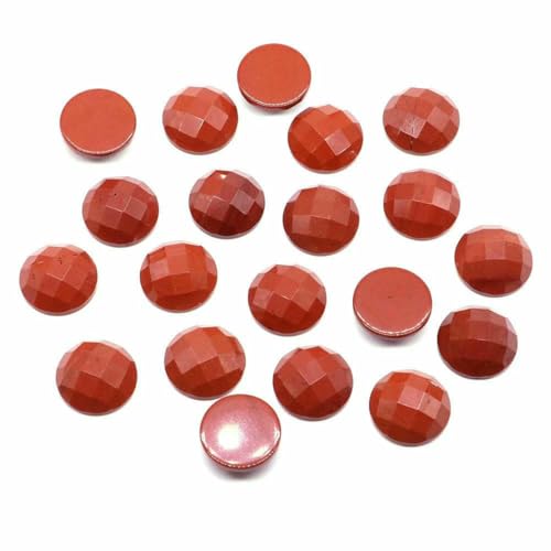 16 mm facettierte runde Cabochon-Perlen mit flacher Rückseite, Natursteine, Kristall-Kamee-Abstandshalter für die Schmuckherstellung, DIY-Halsketten, Anhänger, Ringe – Roter Jaspis A – 10 Stück 16 mm facettierte runde Cabochon-Perlen mit flacher Rückseite, Natursteine, Kristall-Kamee-Abstandshalter für die Schmuckherstellung, DIY-Halsketten, Anhänger, Ringe – Roter Jaspis A – 10 Stück von BSGUZ