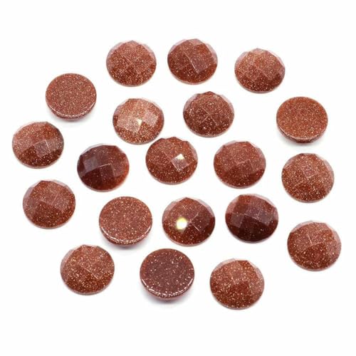16 mm facettierte runde Cabochon-Perlen mit flacher Rückseite, Natursteine, Kristall-Kamee-Abstandshalter für die Schmuckherstellung, DIY-Halsketten, Anhänger, Ringe – Rotgoldfluss – 20 Stück von BSGUZ