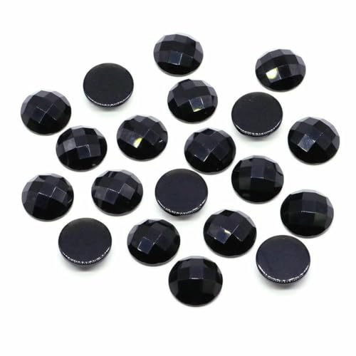16 mm facettierte runde Cabochon-Perlen mit flacher Rückseite, Natursteine, Kristall-Kamee-Abstandshalter für die Schmuckherstellung, DIY-Halsketten, Anhänger, Ringe – Schwarzer Obsidian – 10 Stüc von BSGUZ