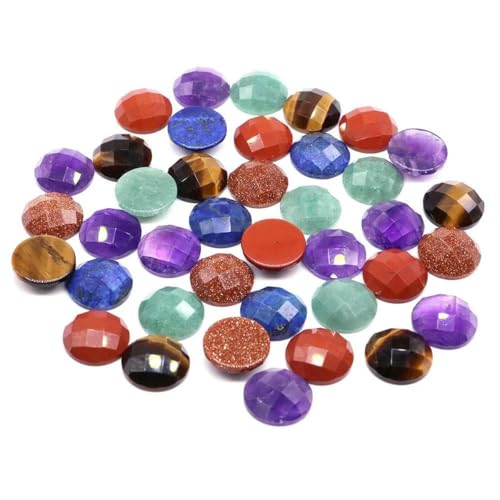 16 mm facettierte runde Cabochon-Perlen mit flacher Rückseite, Natursteine, Kristall-Kamee-Abstandshalter für die Schmuckherstellung, DIY-Halsketten, Anhänger, Ringe – Steine – 10 Stück 16 mm facettierte runde Cabochon-Perlen mit flacher Rückseite, Natursteine, Kristall-Kamee-Abstandshalter für die Schmuckherstellung, DIY-Halsketten, Anhänger, Ringe – Steine – 10 Stück von BSGUZ