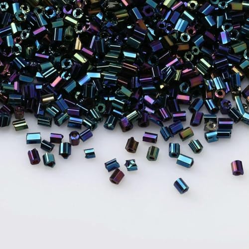 1680 Stück 1,5 mm Mini-Glasperlen aus Metall, 15/0, plattierte Glasperlen, Röhren, DIY für Schmuckherstellung, Stickerei, Bastelzubehör, AB Schwarz, 1,5 mm, 1680 Stück von BSGUZ