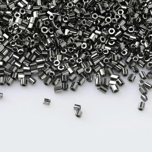 1680 Stück 1,5 mm Mini-Glasperlen aus Metall, 15/0, plattierte Glasperlen, Röhren, DIY für Schmuckherstellung, Stickerei, Bastelzubehör, Grau, 1,5 mm, 1680 Stück von BSGUZ
